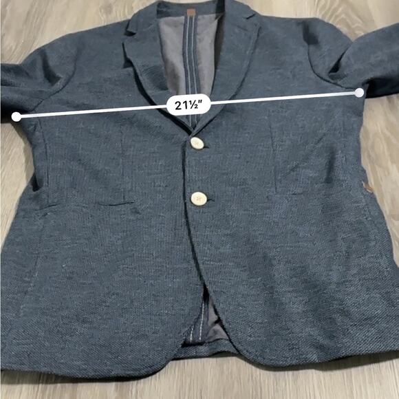 Zara Navy Blue Long Sleeve Two Button Double Lapel Suit Blazer Size‎ 40 - Picture 8 of 9